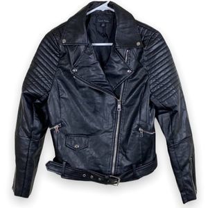 Faux Leather Bleaker Biker Moto Motorcycle Black Grunge Metal Jacket